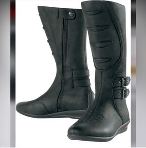 ICON Leather Women Riding Boots Black Color Biker Moto Size 9 US YKK Zippers